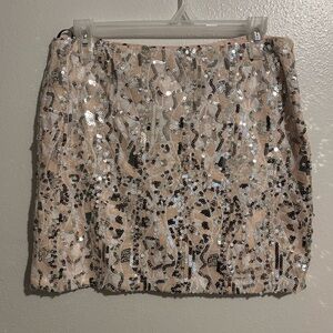 Forever 21 Sequin Peach and Silver Mini Skirt
